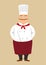 Fat cute male cook chef with long mustache standing