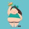 Fat girl likes eat fastfood but don`t like exercising