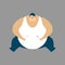 Fat guy sitting isolated. Glutton Thick man. vector illust