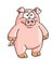 Fat happy pink cartoon pig