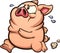 Fat little running pig sweating cartoon