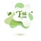 Fat low badge. Green amoeba design of sticker for diet menu, poster, flyer, food packaging.