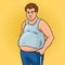 Fat man with beer belly abdominal obesity raster