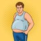 Fat man with beer belly abdominal obesity vector