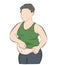 Fat man with a big belly. obesity. weight loss concept. vector illustration.