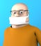 Fat man with mask, quarantine, 3d render