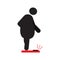 Fat man standing on floor scales silhouette icon