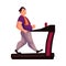 Fat man walking on the treadmill cartoon vector illustration