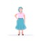 Fat obese casual woman standing pose smiling overweight lady obesity concept female cartoon character full length flat