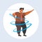 Fat obese man dancing pose overweight african american sweaty guy cardio training weight loss concept flat full length