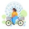 Fat obese woman riding bike overweight african american girl cycling bicycle weight loss concept summer park ferris