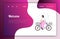 Fat obese woman riding bike overweight girl cycling bicycle weight loss concept flat full length horizontal copy space