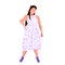 Fat obese woman standing pose smiling overweight casual girl obesity concept female cartoon character full length flat
