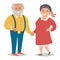 Fat old people. Plus size old people. Happy fat couple, man and women. Flat vector illustration