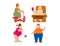 Fat people vector flat silhouette icons