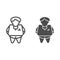 Fat person line and glyph icon. Obesity vector illustration isolated on white. Fat man outline style design, designed