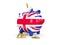 Fat piggy bank with flag of united kingdom