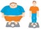 Fat and Slim cartoon men.