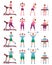 Fat Slim Fitness People Icon Set