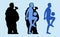Fat and Slim Man Silhouette