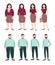 Fat and slim people. Weight loss concept. Woman and man figure. Colorful flat illustration.