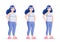 Fat Slim Woman Set. Before After Girl with Dumbbell Body Isolated White Background. Healthy, Unhealthy People Lifestyle. Obesity,