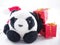 Fat soft panda doll, only alone with red gift box, christmas day