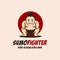 Fat Sumo Fighter mascot cartoon logo icon vector illustration
