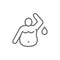 Fat sweaty man, obesity man line icon.