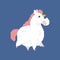 Fat Unicorn Pixel art. 8 bit fleshy mythical anima. pixelated Vector illustration