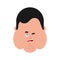 Fat winking face avatar. Stout guy happy emoji. Vector