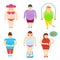 Fat Woman Funny Cartoon Characters Set