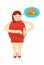 Fat woman thinking about burger icon