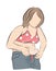 Fat woman trying to fasten her pants. weight loss concept. vector illustration.