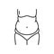 Fat woman waist outline icon, weight control sign