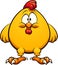 Fat yellow cartoon chicken standing and facing front