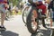 Fatbike wheel. Wide bike tire. Mud tread