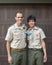 Father and Amerasian son enjoying the Boy Scouts of America in their uniforms.