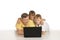 Father with boys with laptop