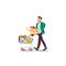 Father Buying Food with Son Cartoon Vector