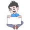 Father is carrying a blank board happy father day template, doodle icon image kawaii