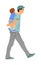 Father carrying son on back and walking vector illustration. Parent spend time with son. Man holding boy in walk. Fathers day.