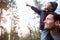 Father Carrying Son On Shoulders During Countryside Walk