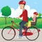 Father and child on bicycle