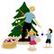 Father with children decorate Christmas tree