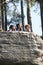 Father And Children Resting On Hike Through Countryside