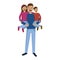 Father with children. Son and daughter with their father on white background.