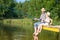 Father and daughter fishing