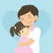 Father and Daughter Hugging Cartoon Vector