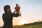 Father and daughter infant baby outdoor happy family